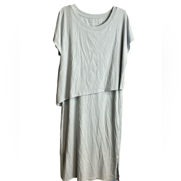 Soft Surroundings Mykonos Dress Midi Pearl Blue Stretch Knit - Picture 3 of 6